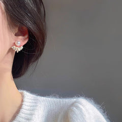 Nadine Vintage-Inspired Pearl Leaf Stud Earrings