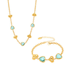 18K Gold-Plated Heart Glass Necklace, Bracelet or Earrings