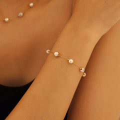 White Stone and Faux Pearl Necklace or Bracelet