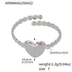 Openwork Coral & Heart Stainless Steel Rings