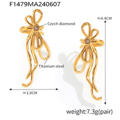 Bow & Ribbon Stainless Steel Drop Earrings