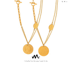 Gold-Tone Layered Coin Pendant Necklace