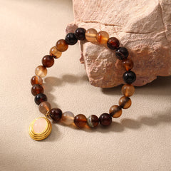 Natural Agate Beaded Charm Bracelet