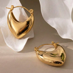 18K Gold-Plated Heart-Shaped Hoop Earrings