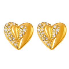 Sculptural Heart Stone-Accent Stud Earrings