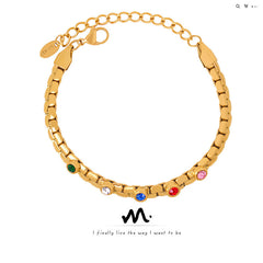 Multicolor Cubic Zirconia Chain Bracelet