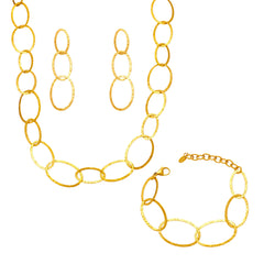 18K Gold-Plated Hammered Oval Link Jewelry
