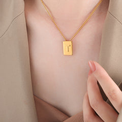 Gold-Tone Square Initial Pendant Necklace