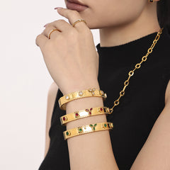 Colored Accent Structured Bangle Bracelet