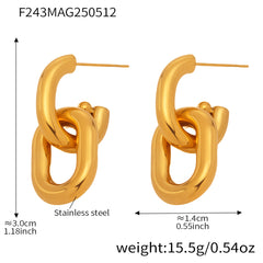 18K Gold-Plated Double-Link Drop Earrings