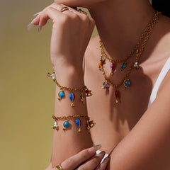 Enamel Cubic Zirconia Multi-Charm Jewelry