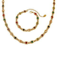Multicolor Cubic Zirconia Necklace and Bracelet