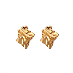 18K Gold-Plated Folded Texture Stud Earrings