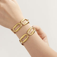 Polished Rectangle Link Necklace and Bracelet