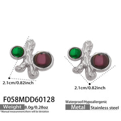 Sculptural Branch Colored Stone Stud Earrings