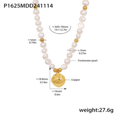 18K Gold-Plated Freshwater Pearl Coin Necklace
