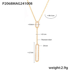 18K Gold-Plated Rectangle Pendant or Flat Chain Necklace