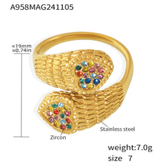 Double Heart Cubic Zirconia Adjustable Ring