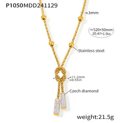Knotted Bead and Sparkle Long Necklace