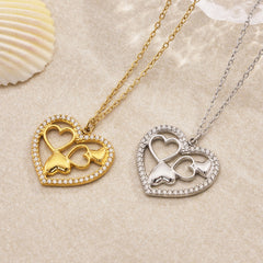 18K Gold-Plated Heart Cubic Zirconia Pendant Necklace & Chain