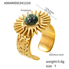 18K Gold-Plated Sunflower Color Accent Open Ring
