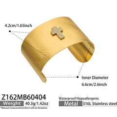 Geometric Stone-Accent Wide Cuff Bracelet