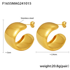 Sculptural Polished C-Hoop Earrings