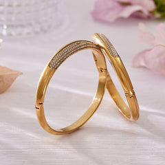 Cubic Zirconia Accent Clasp Bangle Bracelet