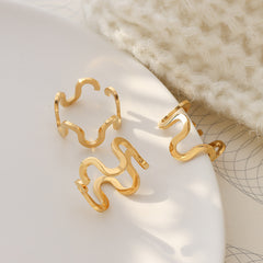 Adjustable Wavy Open Stainless Steel Ring