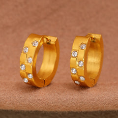18K Gold-Plated Cubic Zirconia Huggie Hoop Earrings