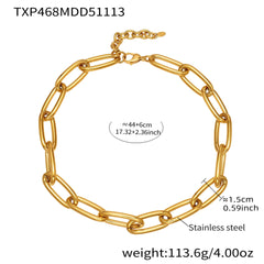 18K Gold-Plated Oval Link Necklace or Bracelet