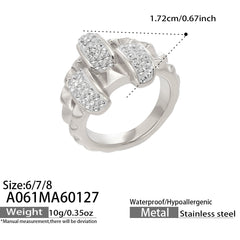 18K Gold-Plated Double-Band Rhinestone Ring