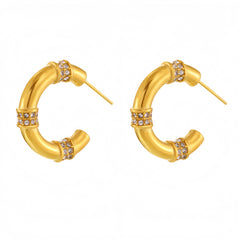 18K Gold-Plated Cubic Zirconia C-Hoop Earrings