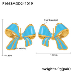 Enamel Bow Stud Earrings