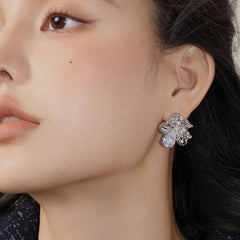 Nadine Vintage-Inspired Pavé Floral Stud Earrings