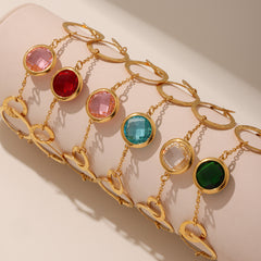 Round Colored Glass Link Bracelet