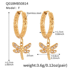 Cubic Zirconia Dragonfly Charm Earrings