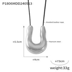 Sculptural U-Pendant Cord Necklace