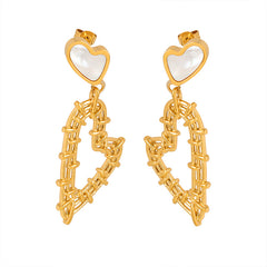 Gold-Tone Heart Openwork Drop Earrings