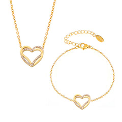 Heart Cubic Zirconia Necklace Bracelet or Flat Chain