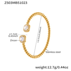 18K Gold-Plated Clover and Cubic Zirconia Open Cuffs