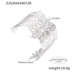 18K Gold-Plated Floral Openwork Cuff Bracelet