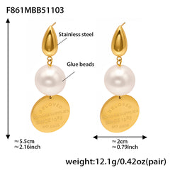 18K Gold-Plated Pearl-Look & Coin Drop Earrings