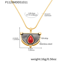 18K Gold-Plated Enamel Fan Pendant Necklace