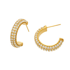 Cubic Zirconia C-Shaped Hoop Earrings