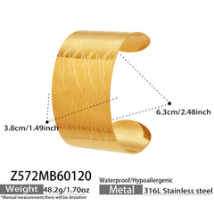 18K Gold-Plated Wide Textured Cuff Bracelets
