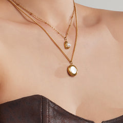 18K Gold-Plated Shell or Pearl-Look Pendant Necklace