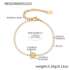 Cubic Zirconia Initial Chain Bracelet