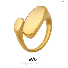 Polished Asymmetric Oval Open Ring