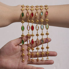 Gold-Tone Glass Accent Heart Link Bracelet